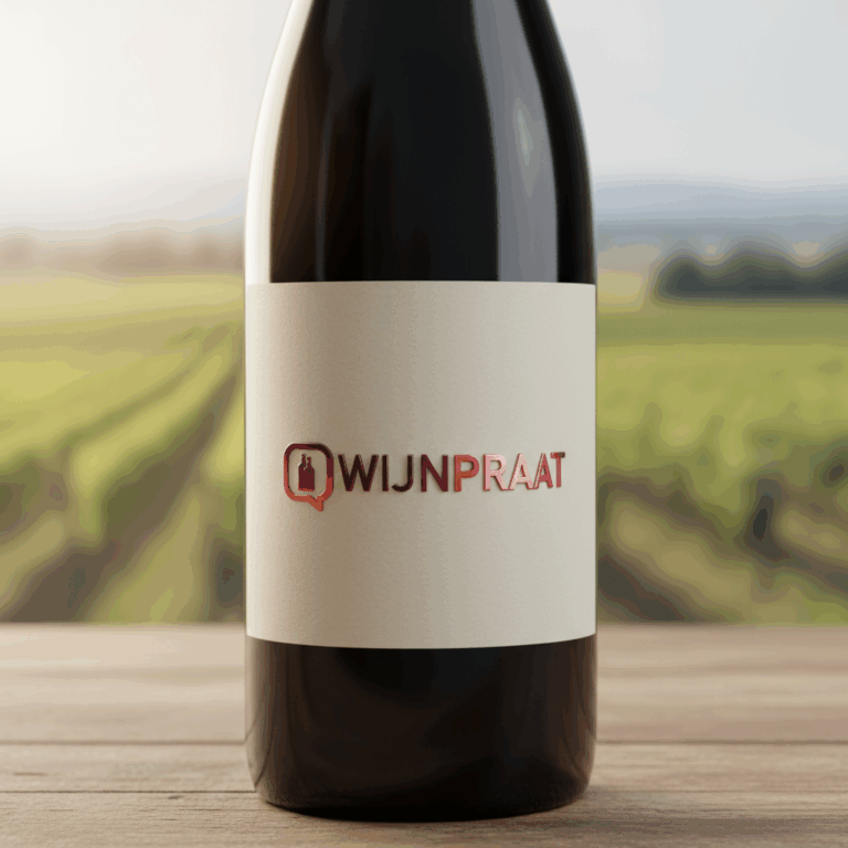 Zoom n wijnfles rode wijn met logo wijnpraat