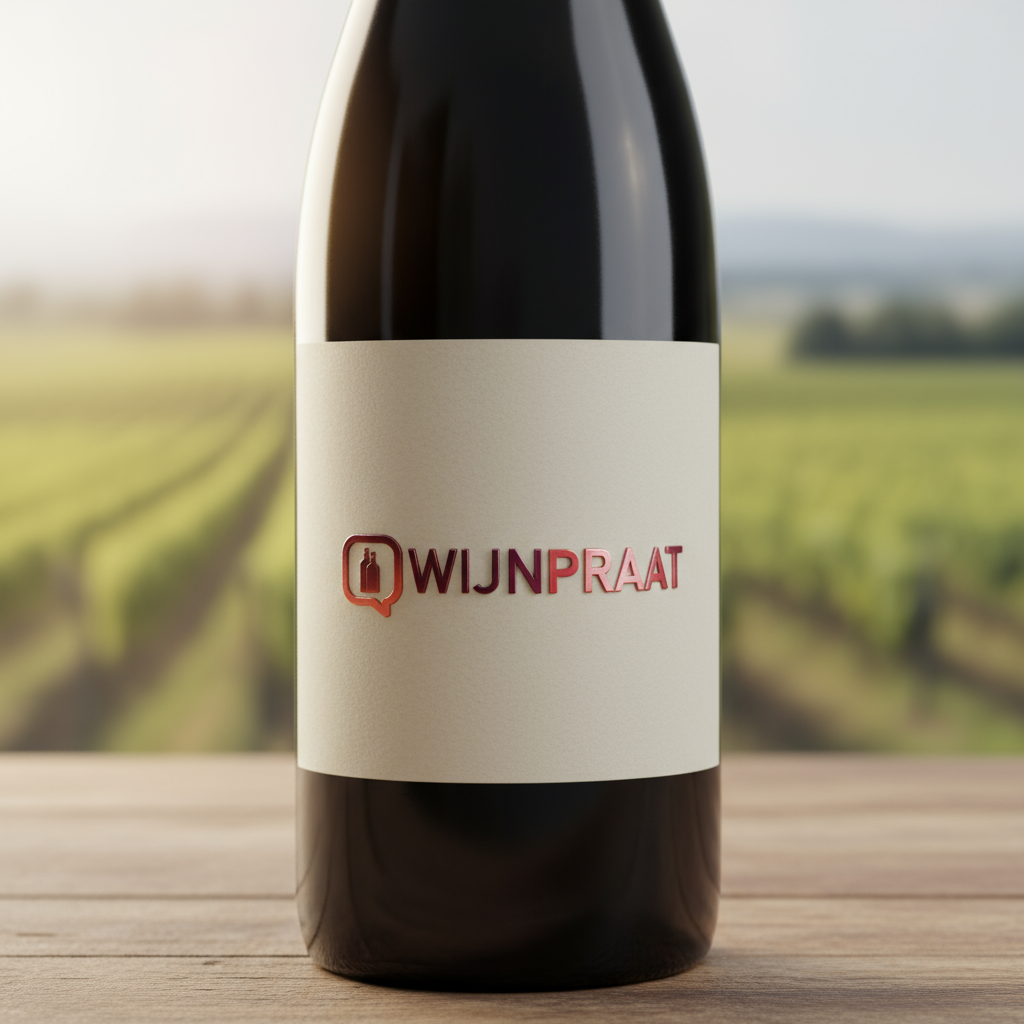 Zoom n wijnfles rode wijn met logo wijnpraat